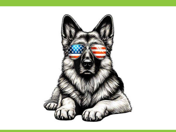 German shepherd american flag sunglasses png, german shepherd 4th of july png t shirt design template