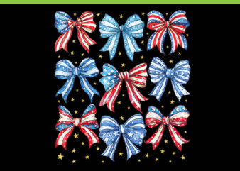 Coquette American PNG, Coquette Bows 4th Of July PNG, Popsicle Bows Patriotic PNG t shirt vector file