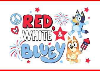 Bluey 4th Of July PNG, Red White Bluey PNG
