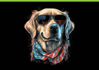 Golden Retriever American Flag USA PNG, Golden Retriever 4th Of July PNG