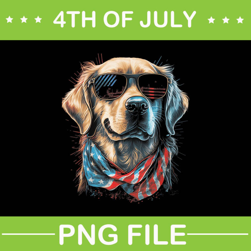 Golden Retriever American Flag USA PNG, Golden Retriever 4th Of July PNG