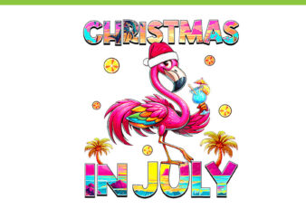 Christmas In July Flamingo Beach Summer Hawaii PNG, Christmas In July PNG