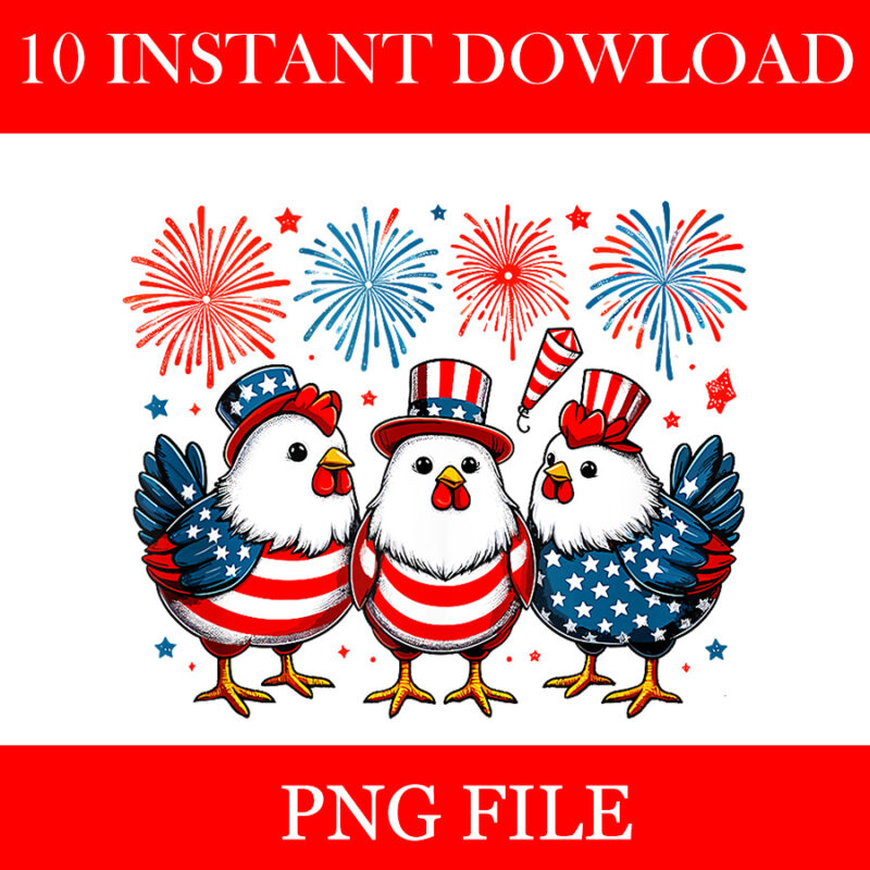 Chicken USA Flag Patriotic PNG, Chicken Lover 4th of July PNG