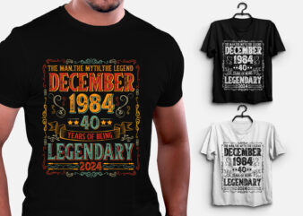 40 Years Of Being Legendary December 1984 T-Shirt Design