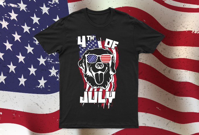 4th Of July Dog Edition | Funny Dog Independence Day T-Shirt Design For Sale | Easy To Use | All Files.