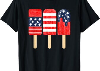 4th Of July Popsicle White Red Blue American Flag Patriotic T-Shirt