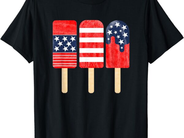 4th of july popsicle white red blue american flag patriotic t-shirt