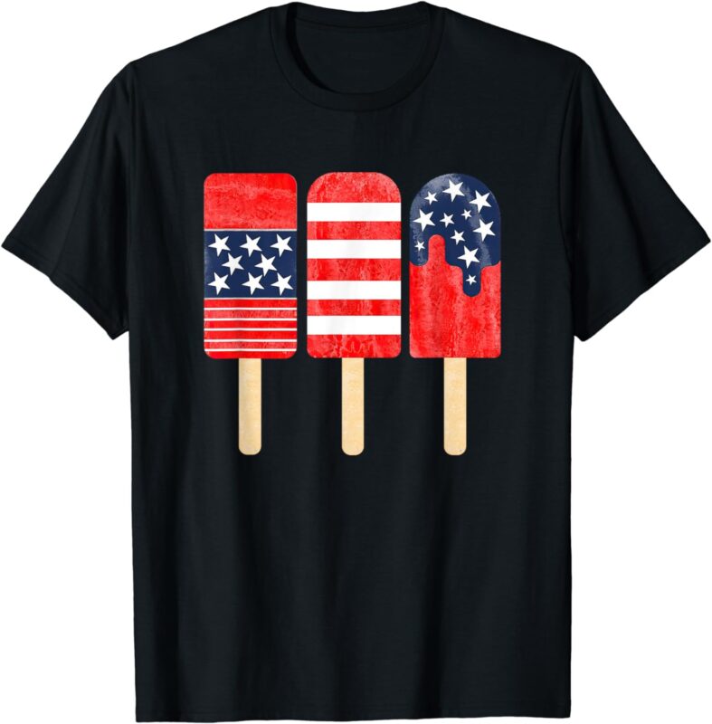 4th Of July Popsicle White Red Blue American Flag Patriotic T-Shirt