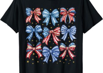 4th of July Shirts for Girls Coquette Bow Women American T-Shirt