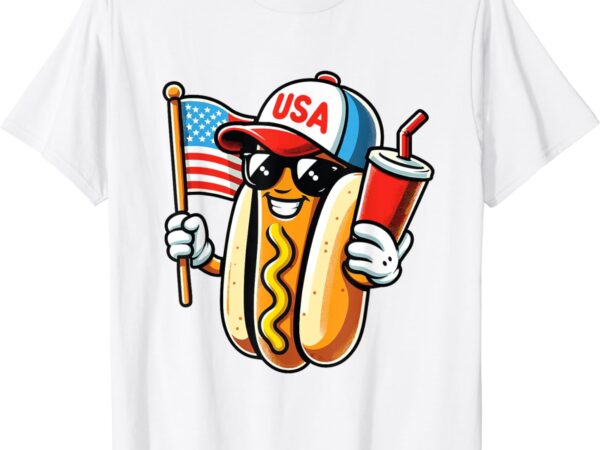 4th of july hotdog sunglasses american flag usa patriotic t-shirt