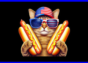 4th of July Hotdog Cat PNG, Patriotic Cat USA Flag Wiener PNG