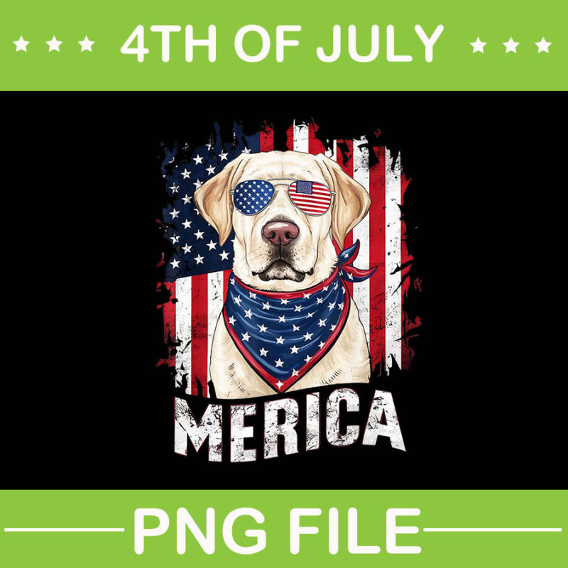 4th of July Golden Retriever Dog PNG, Golden Retriever American Flag USA Patriotic PNG