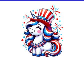 Unicorn 4th Of July PNG, Unicorn Patriotic PNG