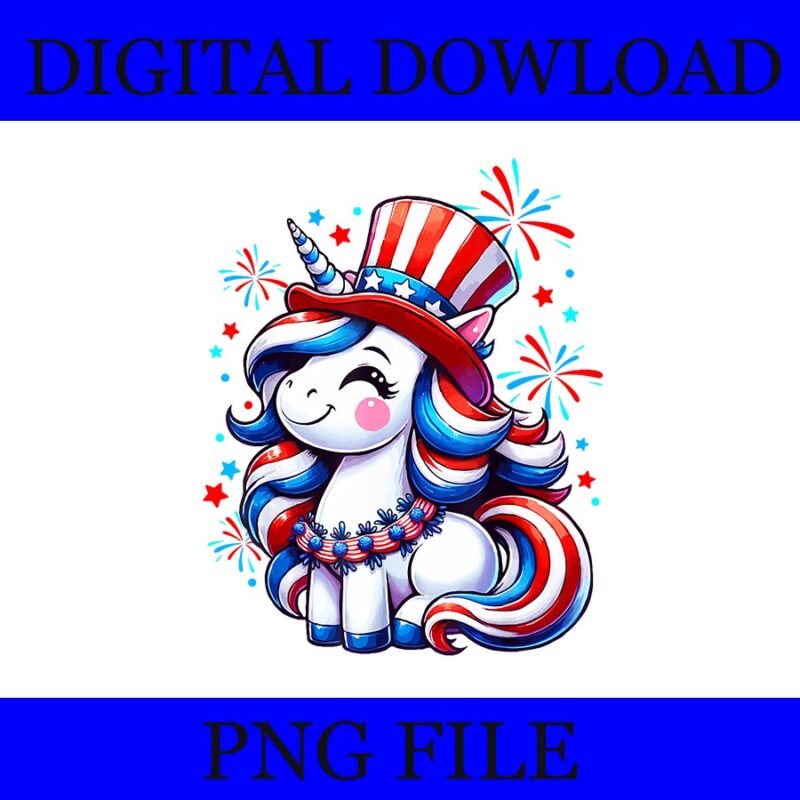 Unicorn 4th Of July PNG, Unicorn Patriotic PNG