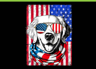 Yellow Labrador Retriever 4th of July PNG, Labrador Retriever Flag PNG