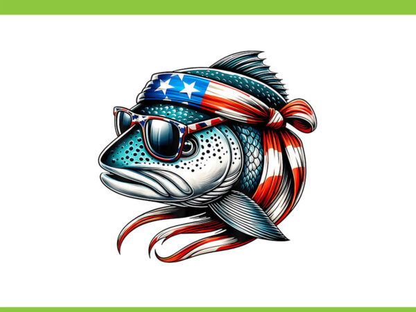 Salmon american usa flag sunglasses 4th of july fish png, fish 4th of july png t shirt template vector