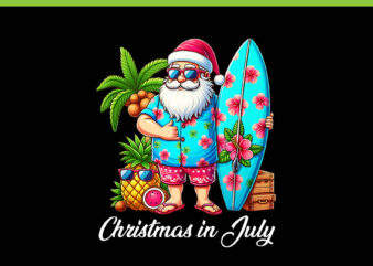 Christmas In July PNG, Christmas In July Watermelon PNG, Christmas in July Santa Dab Hawaiian Summer PNG