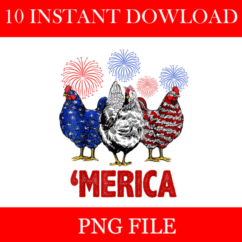 Chicken USA Flag Patriotic PNG, Chicken Lover 4th of July PNG