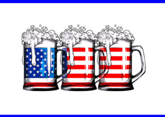 Beer 4th Of July PNG, Beer American Flag Drinking PNG t shirt template