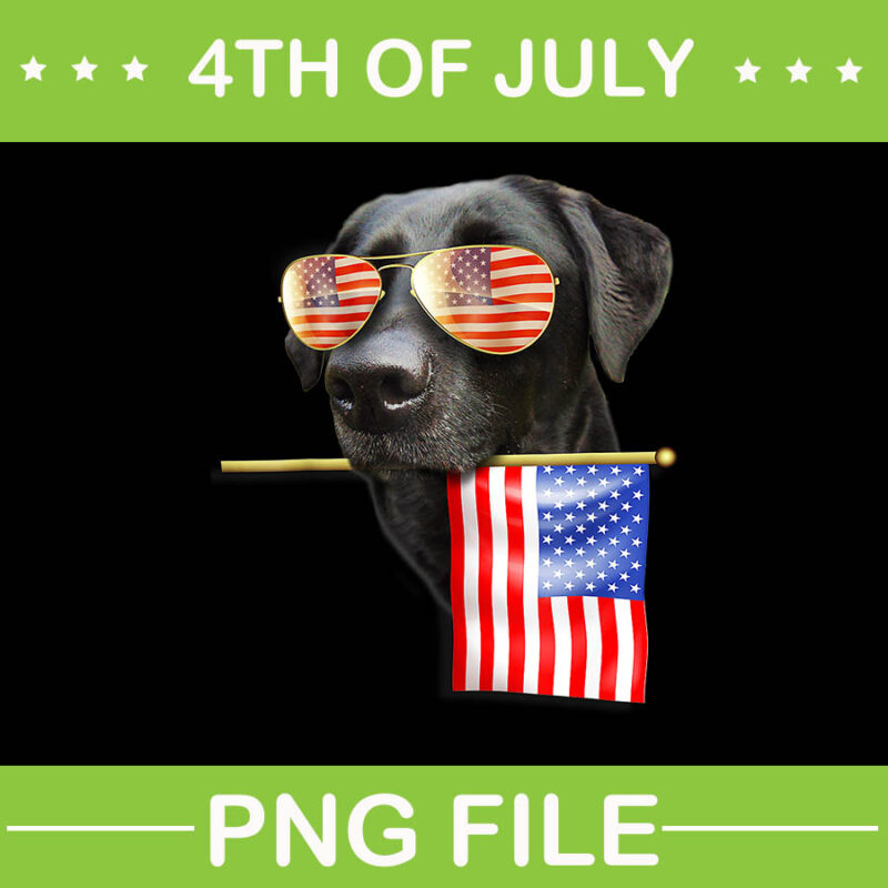 4th of July Labrador Dog PNG, Labrador Dog American Flag PNG