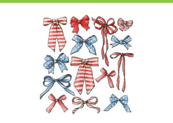 Red White And Blue American Coquette Bows PNG, Coquette Bows 4TH Of July PNG t shirt design online