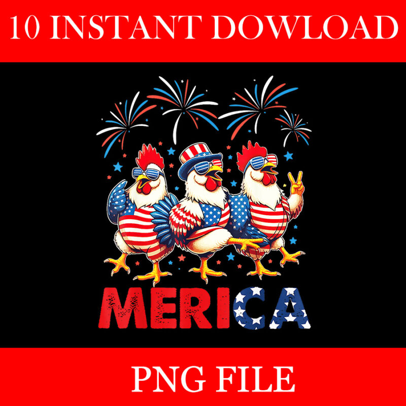 Chicken USA Flag Patriotic PNG, Chicken Lover 4th of July PNG