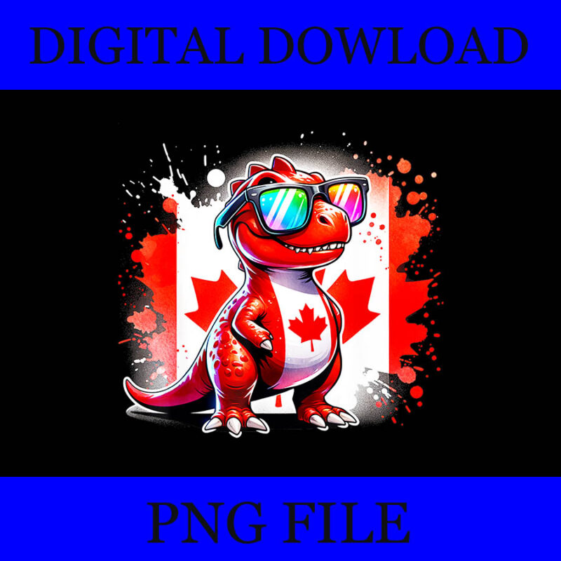 Canada Red Dinosaur PNG, Canada Dinosaur Flag PNG
