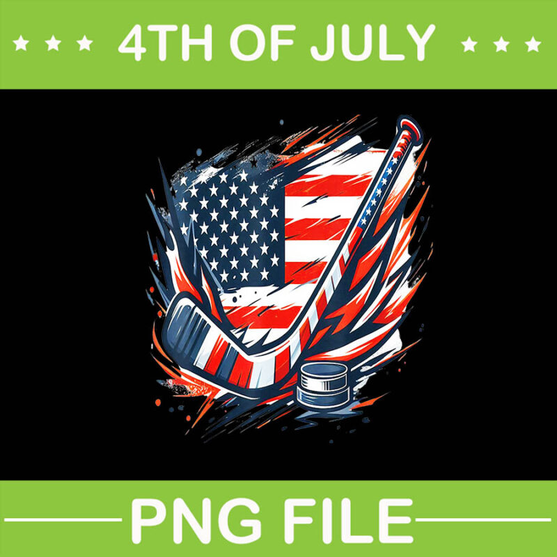 Ice Hockey 4th of July PNG, Hockey Independence Day PNG,