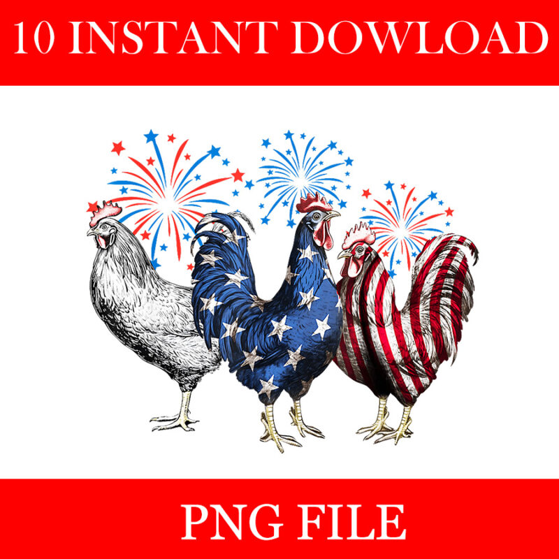 Chicken USA Flag Patriotic PNG, Chicken Lover 4th of July PNG