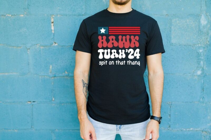 Hawk Tuah 24 Spit on that Thang Viral Election Parody American Flag T-shirt design vector, hawk, tush, spit, thang, viral, parody, president