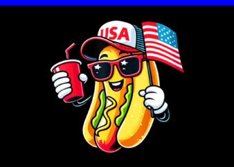 4th of July Hotdog Patriotic USA Flag PNG, Hotdog 4TH Of July Png, Hot Dog Flag PNG