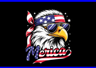 Eagle 4th Of July PNG, Bald Eagle Mullet Merica PNG vector clipart