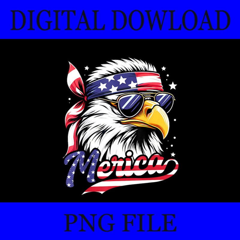 Eagle 4th Of July PNG, Bald Eagle Mullet Merica PNG