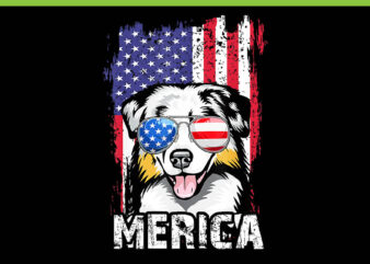 Australian Shepherd 4th Of July PNG, Australian Shepherd Flag Aussie Dog PNG