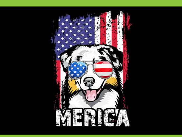 Australian shepherd 4th of july png, australian shepherd flag aussie dog png t shirt vector