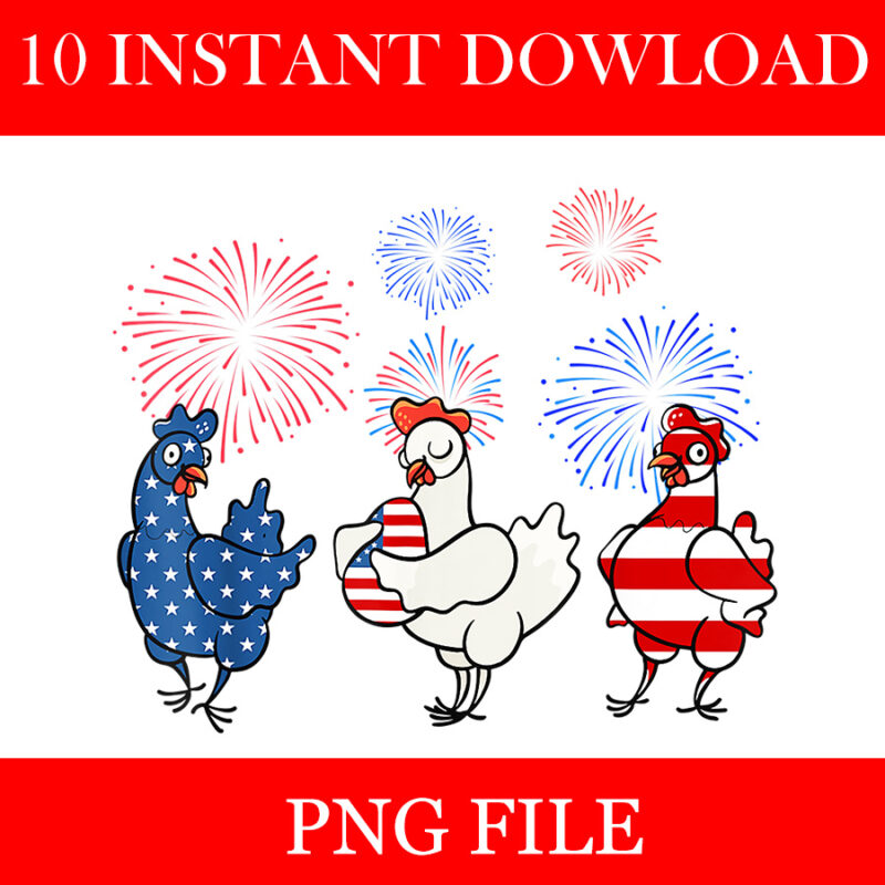 Chicken USA Flag Patriotic PNG, Chicken Lover 4th of July PNG