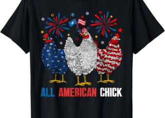 All American Chick Retro 4th Of July Patriotic USA Chicken T-Shirt