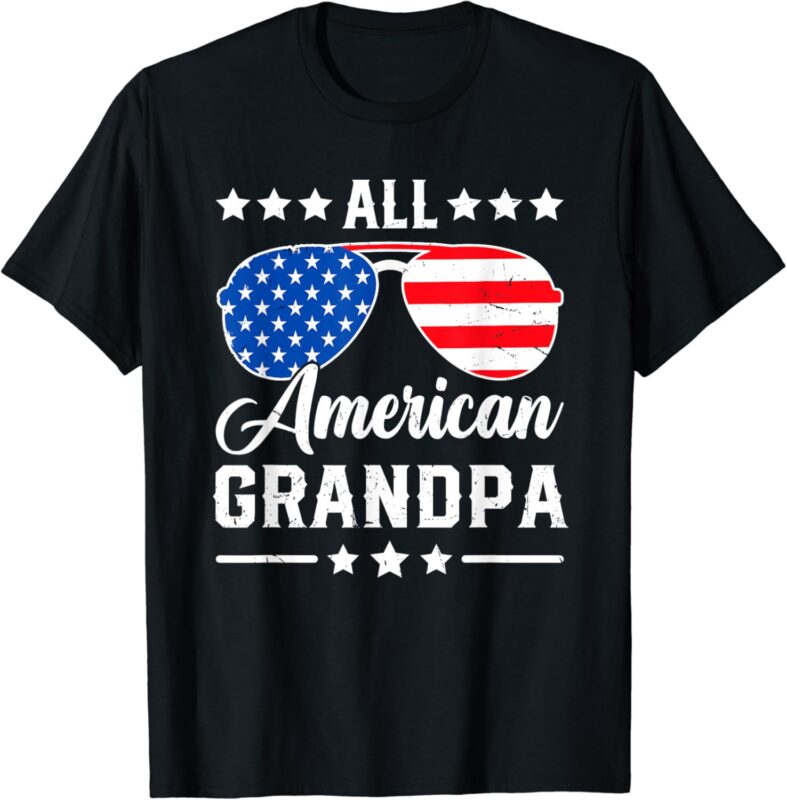 All American Grandpa 4th of July Patriotic USA Matching T-Shirt