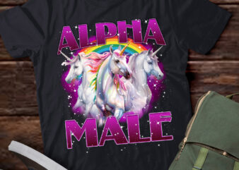 Alpha Male Unicorn Ironic Vintage 90s Funny Rainbow lts-d t shirt vector