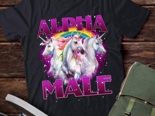 Alpha male unicorn ironic vintage 90s funny rainbow lts-d t shirt vector