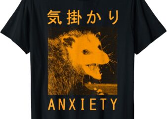 Anxiety Japanese Opossum, Anxiety Opossum Japanese, Anxiety Opossum, Anxiety Opossums, vintage t shirt vector