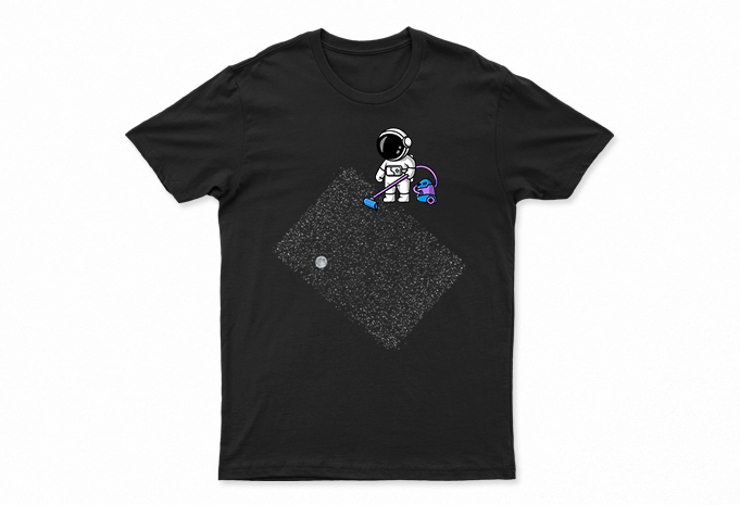 Astronaut Cleaning Space | Funny Space T-Shirt Design For Sale | All Files