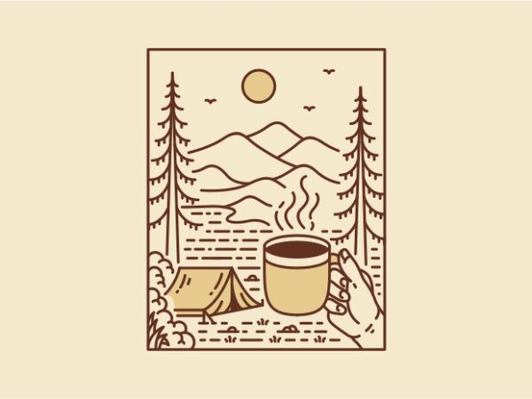 Coffee camp and nature 1 t shirt vector file