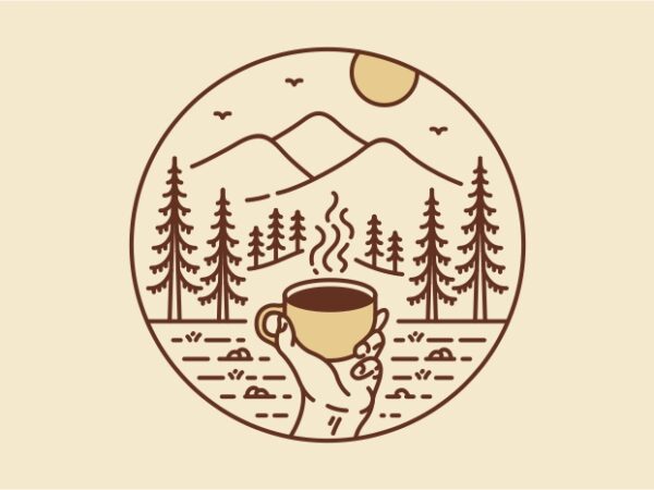 Coffee camp and nature 2 t shirt vector file