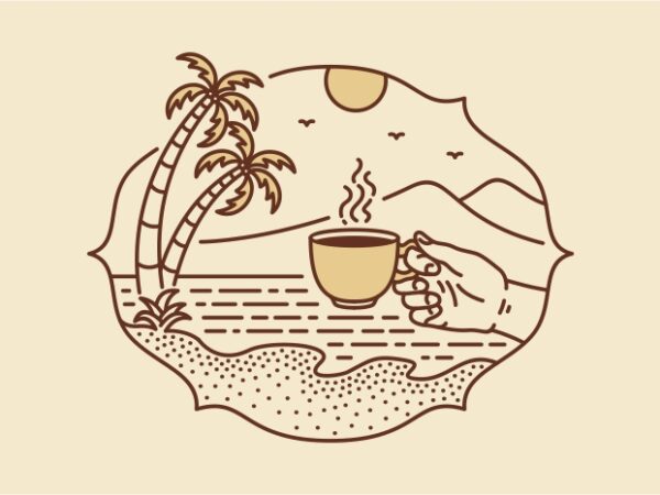 Coffee camp and nature 3 t shirt vector file