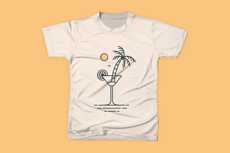 A Glass of Mocktail on a Summer Beach with Coconut Tree