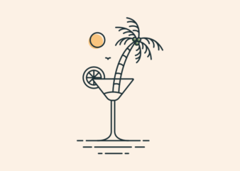 A Glass of Mocktail on a Summer Beach with Coconut Tree