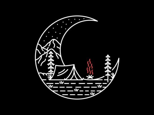 Adventure into space, camping on the moon t shirt vector