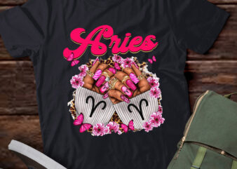 Black Women Nails Zodiac Birthday Aries Queen T-Shirt ltsp