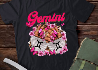 Black Women Nails Zodiac Birthday Gemini Queen T-Shirt ltsp